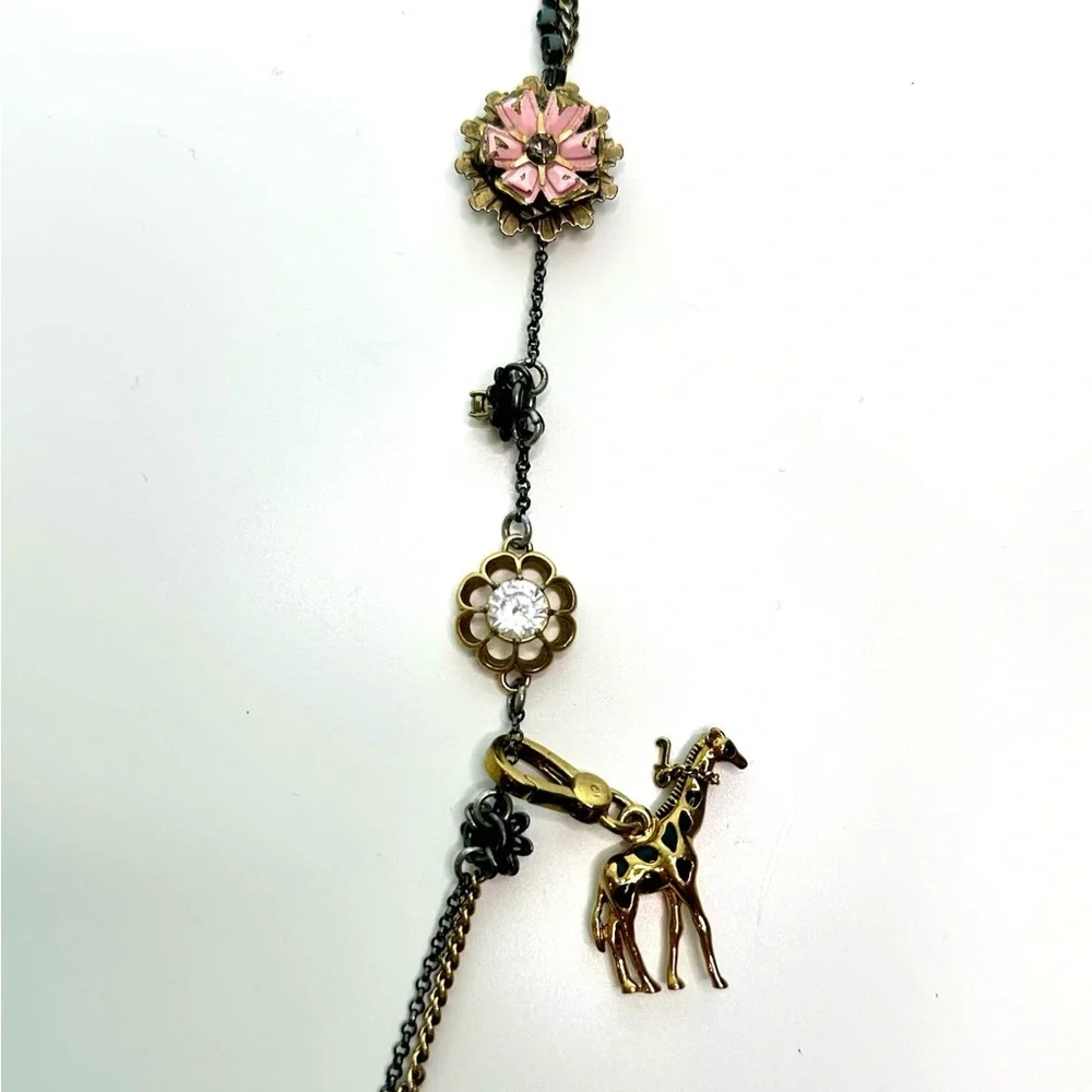 Juicy Couture Chunky Charm Silver Gold Black Tone Crystal Statement Necklace - Picture 14 of 16